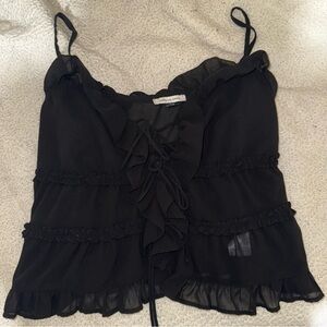 American Eagle Outfitters Black Ruffled Camisole